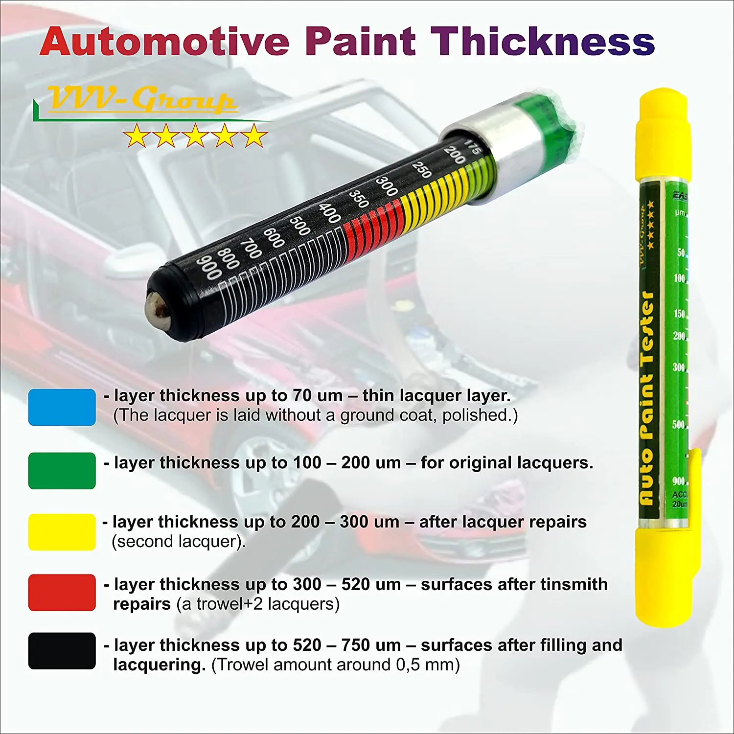 Automotive Paint Film Tester Coating Thickness Gauge Quick Tester Paint  Indicate Meter Test Tip With Magnetic Crash - Thickness Detection Tool -  AliExpress