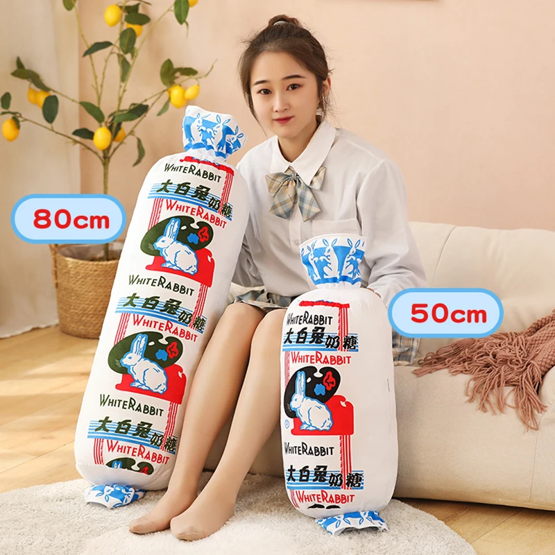 50/80cm Creative Simulation White Rabbit Milk Candy Plush Pillow Soft Stuffed Long Pillow Plush for Girls Boys Gifts Home Decor
