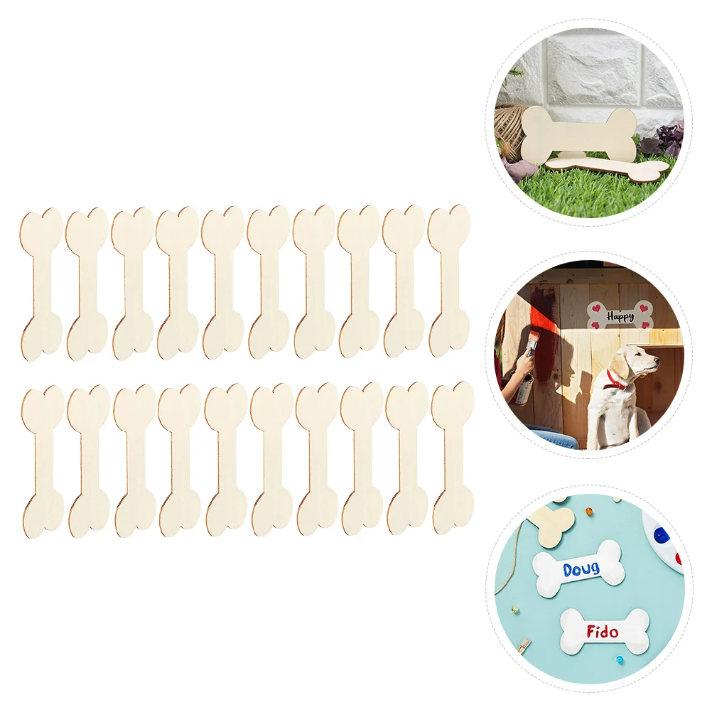 

20 Pcs Bone Shape Wood Chips Dog Shaped Ornament DIY Ornaments Wooden Slices Unfinished Cutouts Hanging Pendants