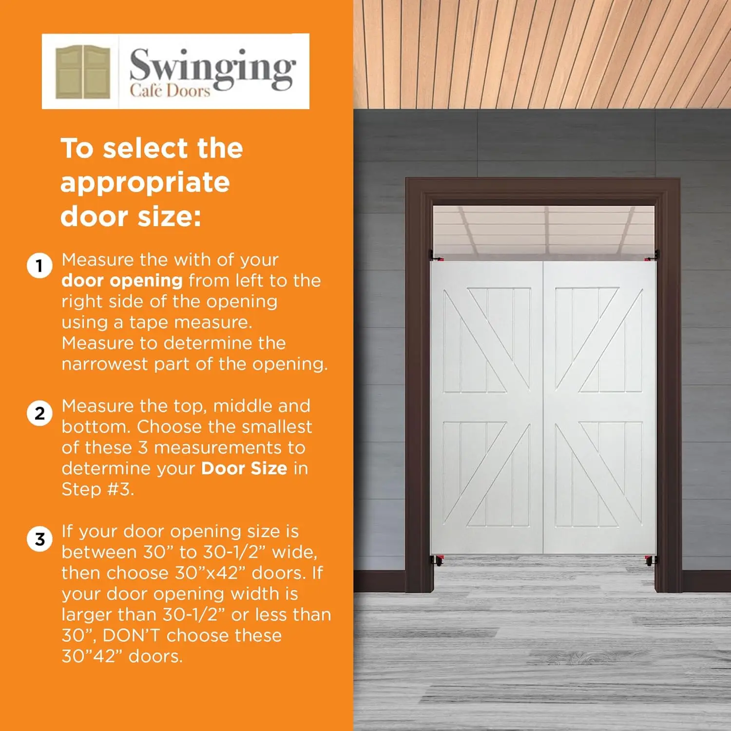 Unprimed Barn Doors, 3/4" Thick Saloon Door Swing,Unfinished Solid Door with Strong Joints, Pre-Sanded Wood Door, (36"x42")