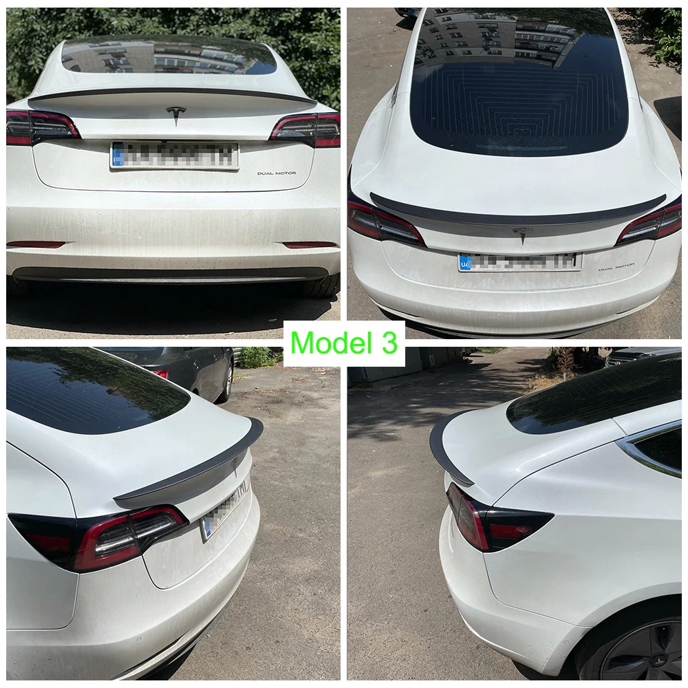 V-Style Spoiler Real Molded Carbon Fiber For Tesla Model 3 2017-2023 