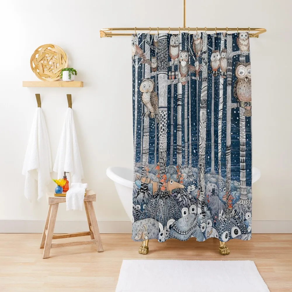

Owl Forest Shower Curtain Bathroom Shower Set For Bathroom Transparent Bathroom Shower Waterproof Fabric Curtain