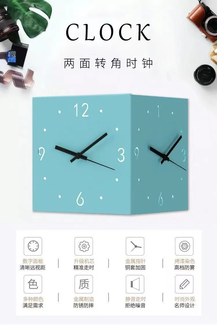 Description Picture 6 of itemCorner clock, wall clock, living room, creative simplicity, modern square wall clock