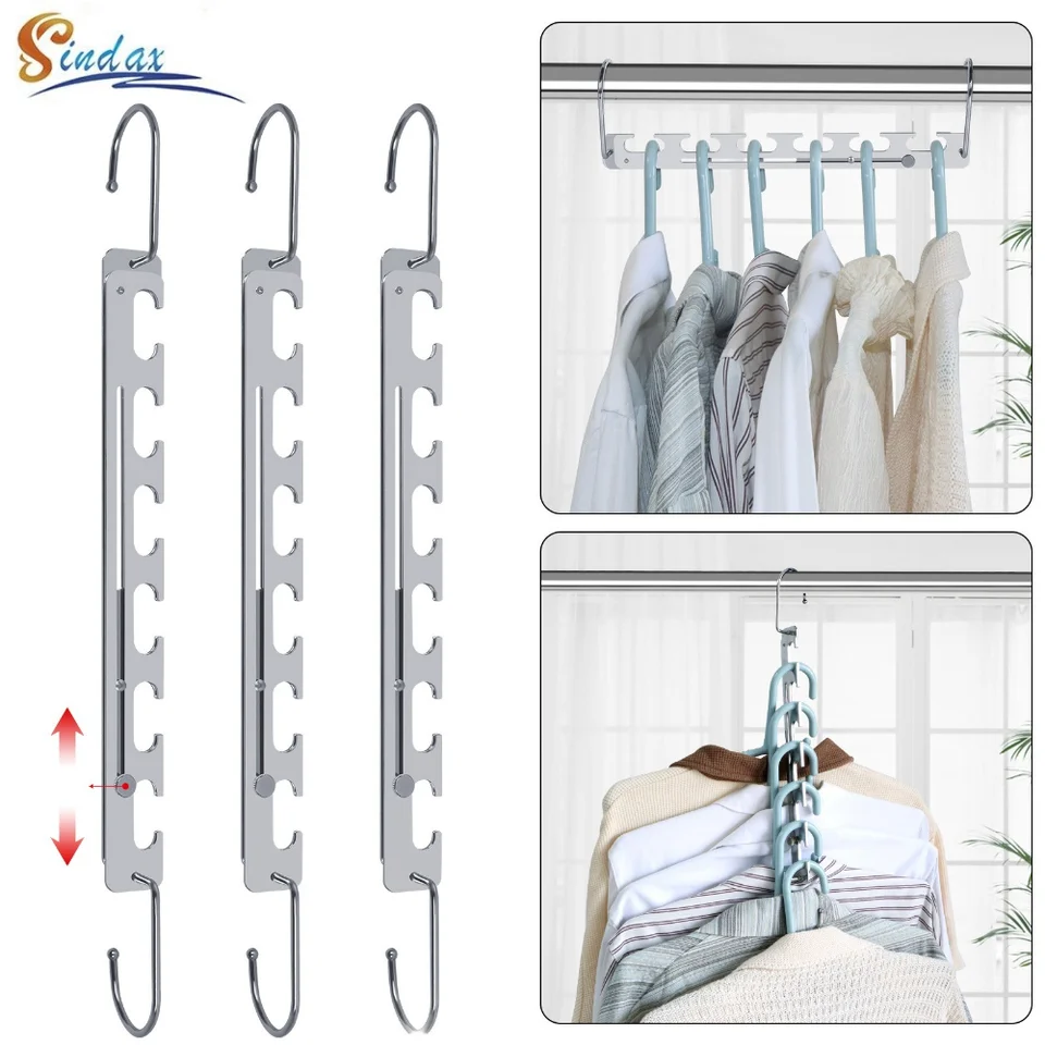 9 Holes Magic Clothes Hangers Sturdy Metal Clothing Hangers for Heavy  Clothes Retractable Hangers Closet Space Saving Organizers - AliExpress