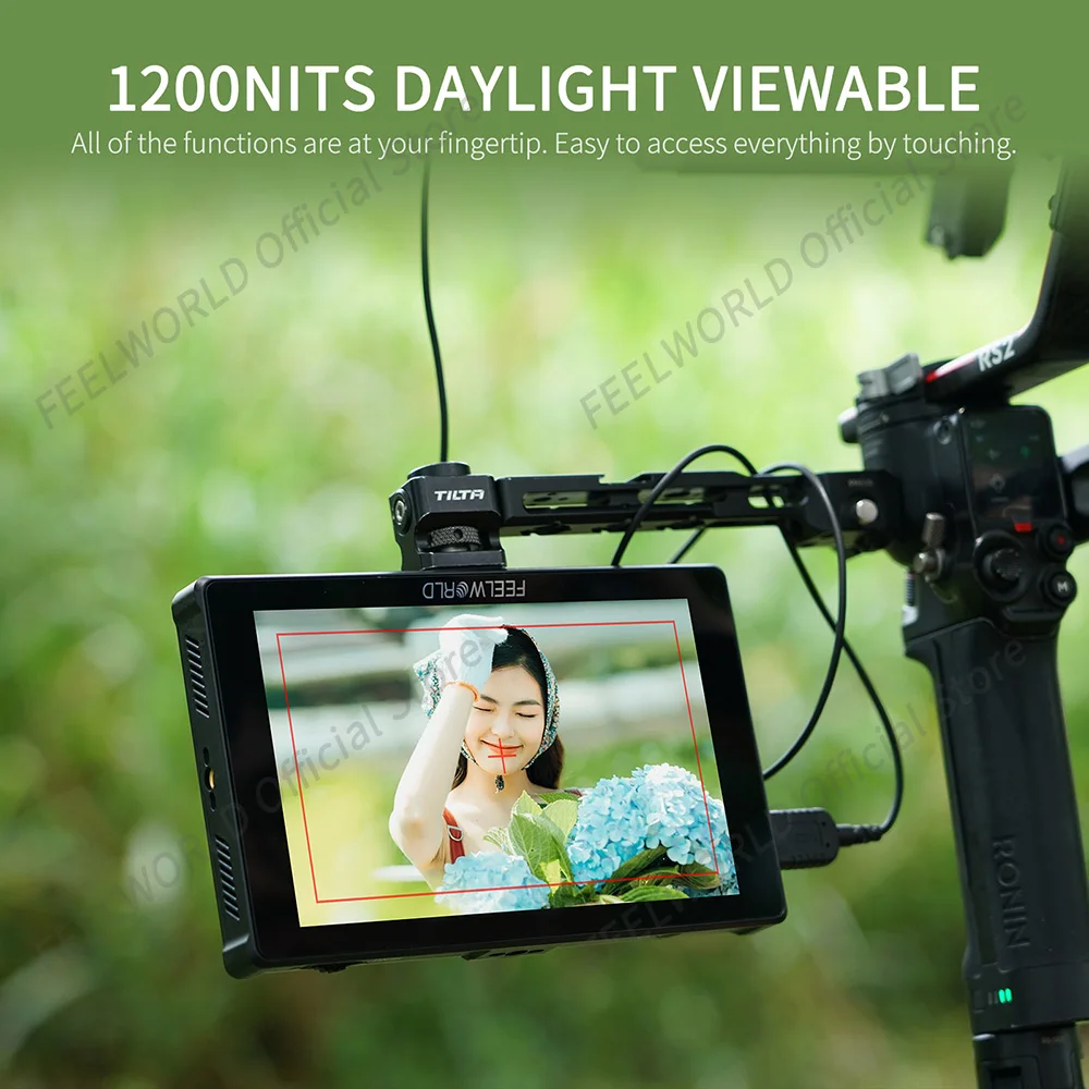 FEELWORLD F7 PLUS 7&rdquo; 4K HDMI High Brightness 1200nit DSLR Camera Field Monitor Touch Screen With F970 External Power FOR Film