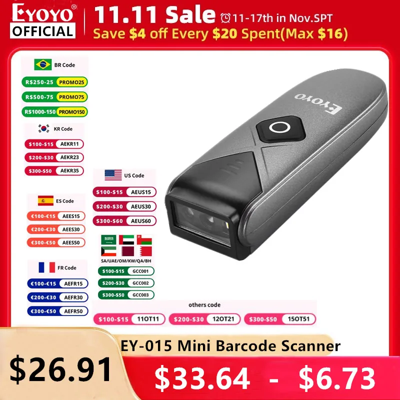 Eyoyo-EY-015-Mini-Barcode-Scanner-USB-Com-Fio-Bluetooth-Sem-Fio-1D-2D ...