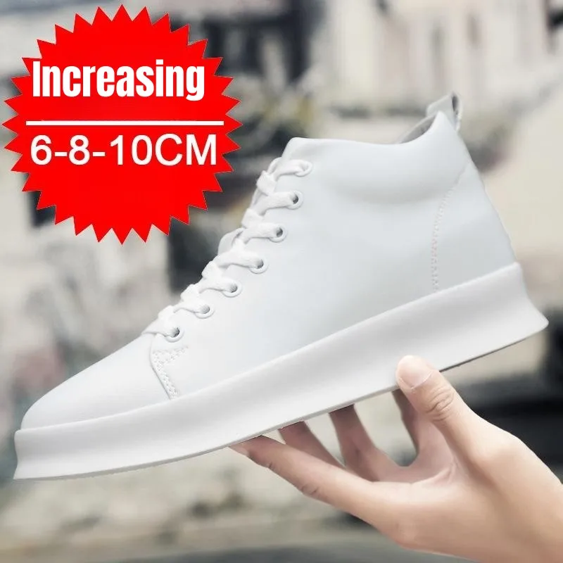 

PDEP Men's White Shoes with Inner Height Increase 10cm Zapatos Para Hombres Casual Invisible Lift Sport Sneakers Tenis Masculino