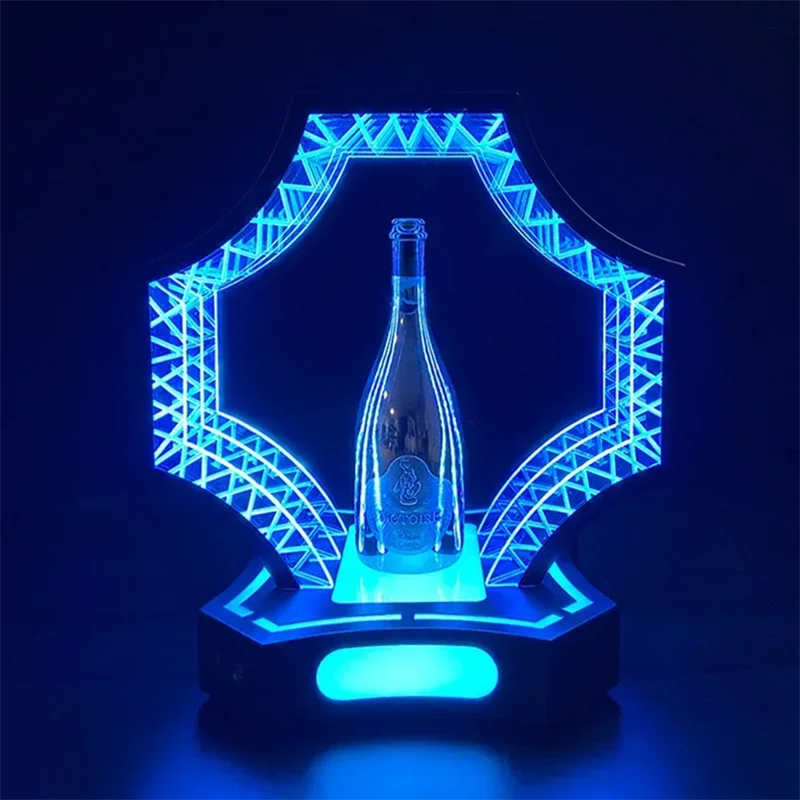 Polygon Led Presenter Led Nightclub Vip Champagne Wine Glorifier Display Wine Bottle Stand Rack For Party Decor