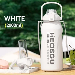 Large Capacity Insulated Stainless Steel Thermal Water Bottle - 2L - 2.0L (WHITE - 2000ML)