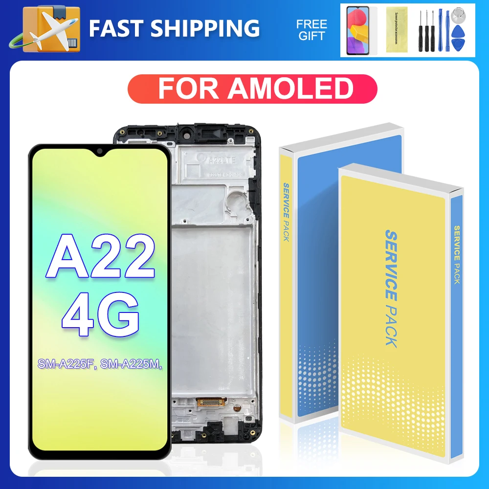 

A22 4G For Samsung 6.4''For AMOLED A225 A225F/DS A225M A225M/DS LCD Display Touch Screen Digitizer Assembly Replacement