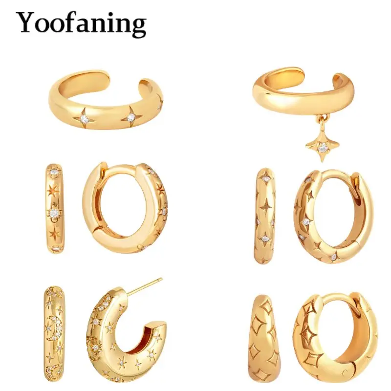 925 Sterling Silver Ear Needle Star-set Zircon Light Luxury Fashion Hoop Earrings Women's Classic Vintage Earrings Ear jewelry