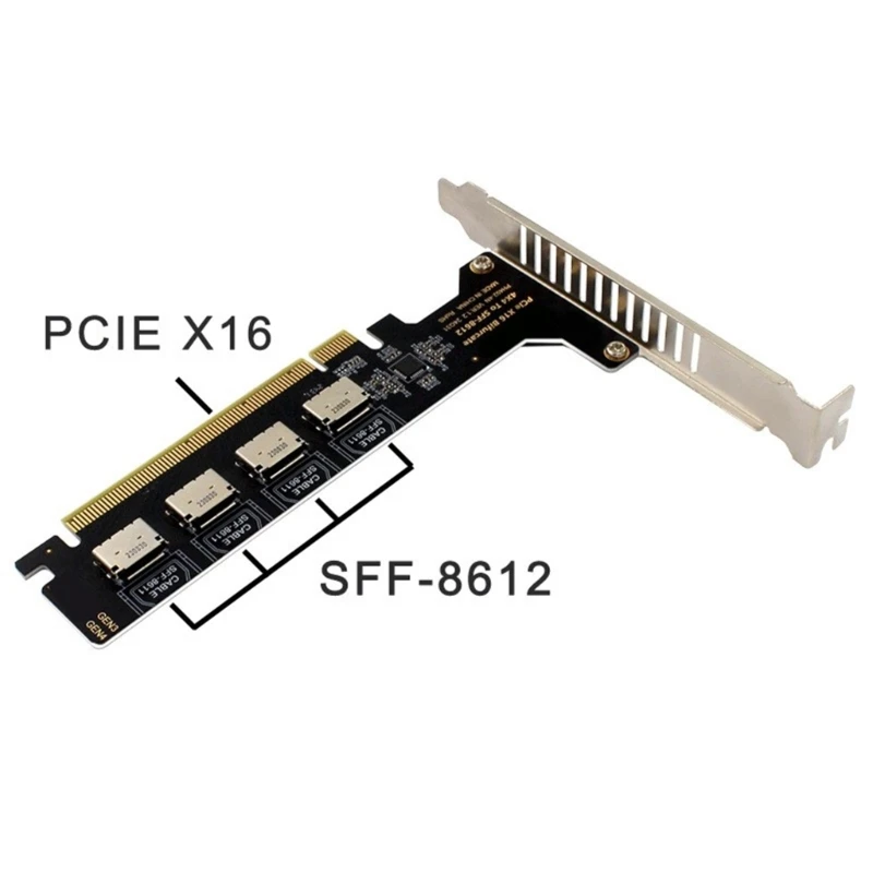 PCIe X16 To Oculink SFF 8612 SFF 8611 Expansion Adapter Fast For Mainboard Multiple Disk Support PCIE X4X4X4X4
