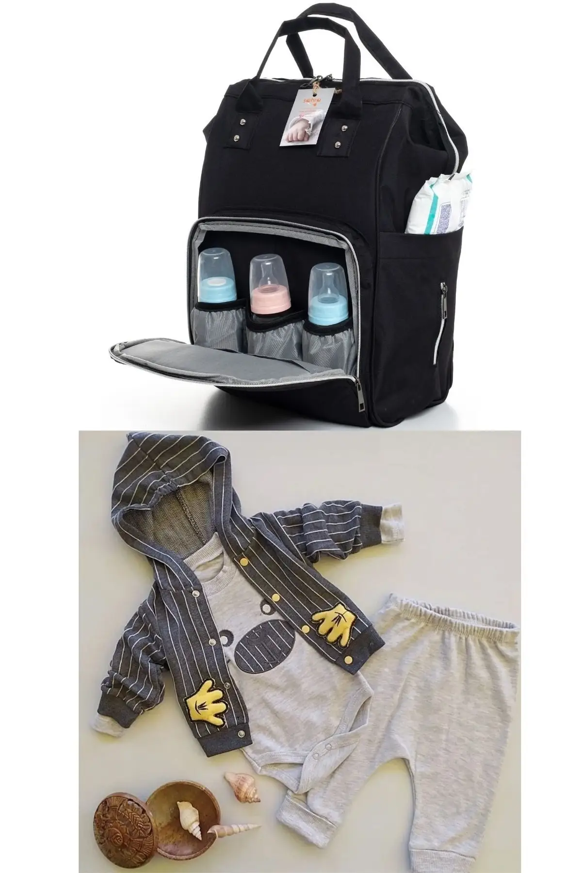 

Functional Mother Baby Care Backpack And 100% Cotton Hospital Exit Set Cotton Black Outlets Clothing