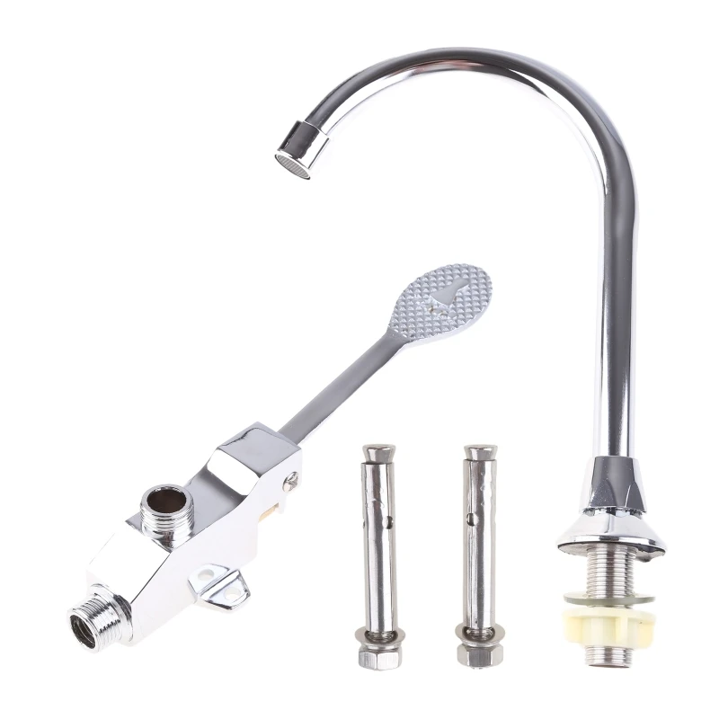 

Vertical Basin Faucet Single-tube Cold Water Faucet Foot Pedal Control Sink Water Tap Kitchen Supplies Not Easy to Rust