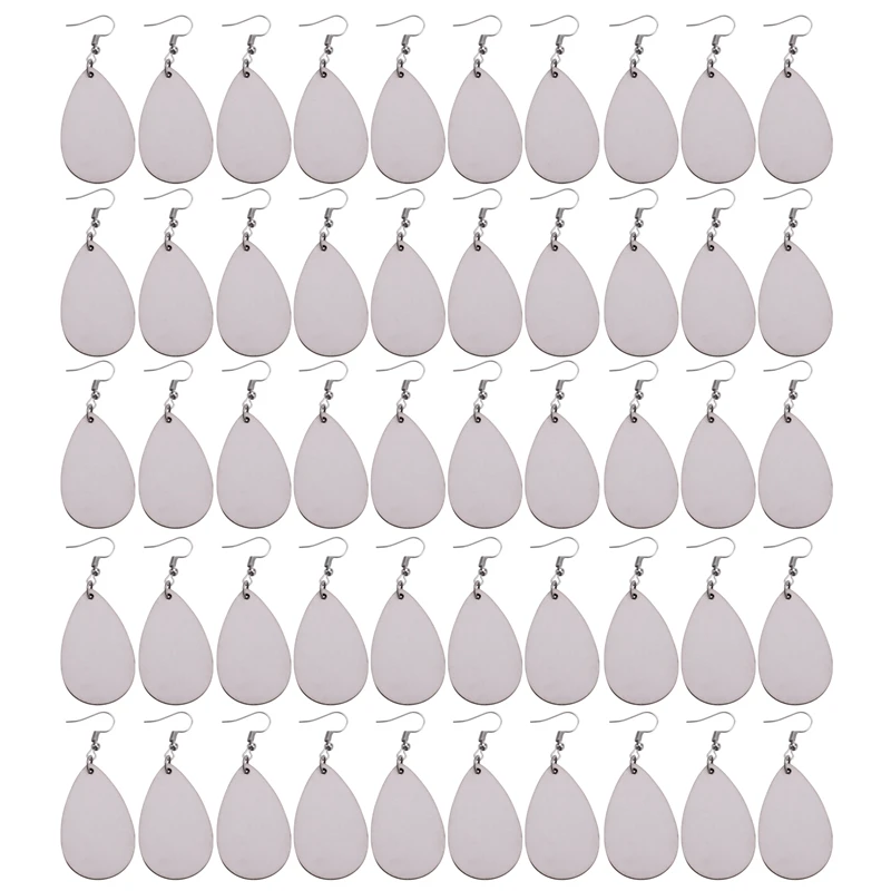 

50 Pieces Sublimation Blank Earrings, Earrings Unfinished Teardrop Heat Transfer Earring Pendant For Jewelry DIY Making