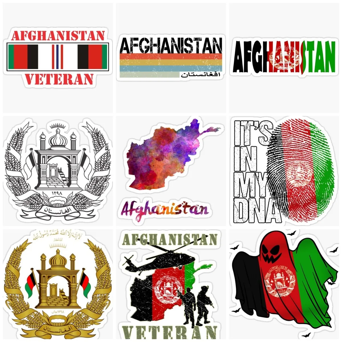 Afghanistan Af Flag Map Emblem Sticker Truck Window Laptop Accessori Per Auto Wall Moto Bicycle Van Glass Helmet Decal Personalizzabile