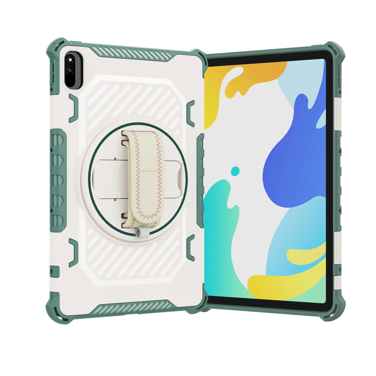 Versatile 360° Rotating Shockproof Tablet Case with Hand Strap and Stand