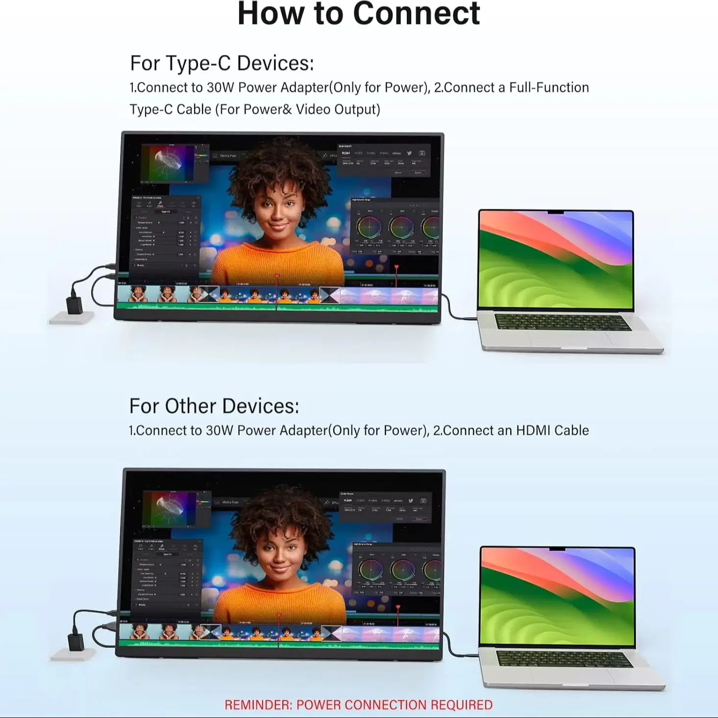 23.8인치 120HZ 게이밍 휴대용 모니터 1920*1080P FHD IPS 16:9 350nits Type-C 미니HDMI 노트북, 휴대폰, TV, PS4/5, Xbox, Mac, Steam용
