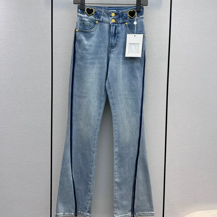 

2023 Micro La Jeans Retro Casual Nostalgia Versatile Washable Color Matching Design Split Pants Thin New Style