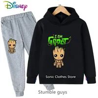 Kawaii Groot Kids Hoodie Set Spring Autumn Warm Comfortable Boys Girls School Wear Outfit​