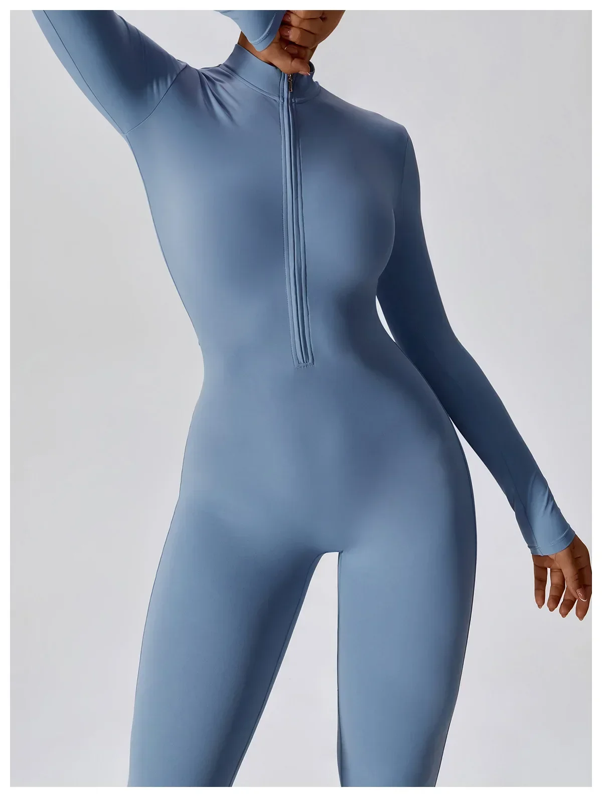 Yoga Jumpsuit Yoga Jumpsuit Women Seamless Sports Zipper Jumpsuit Set Gym Long Sleeve Fitness Suit Elastic Gym Workout Bodysuit Athletic Wear