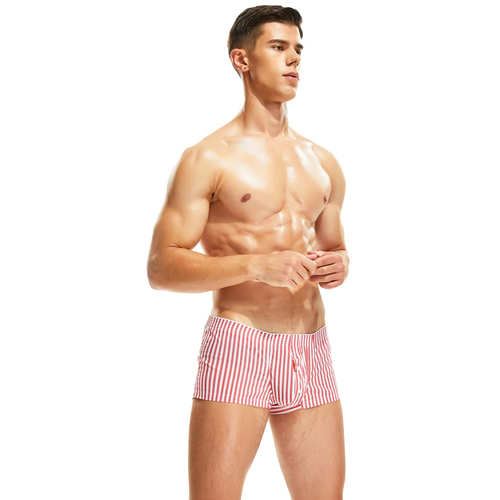 Summer Mens Sleep Bottoms Sexy Male Cotton Pajamas Trunks Loose Home Lounge Boxer Shorts Fashion Nightwear Striped Underpants cotton pajamas for men