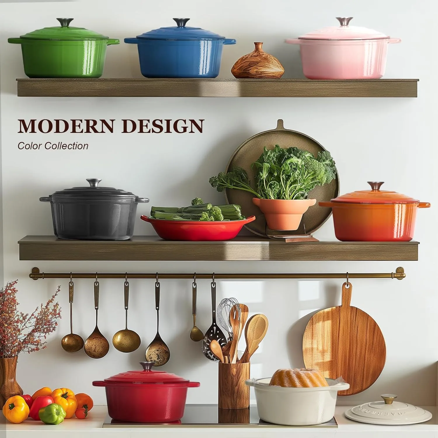 Description Picture 4 of itemEnameled Cast Iron Dutch Oven - 5.5QT Pot with Lid Cookbook & Cotton Potholders - Heavy-Duty Cookware for Braising, Roasting