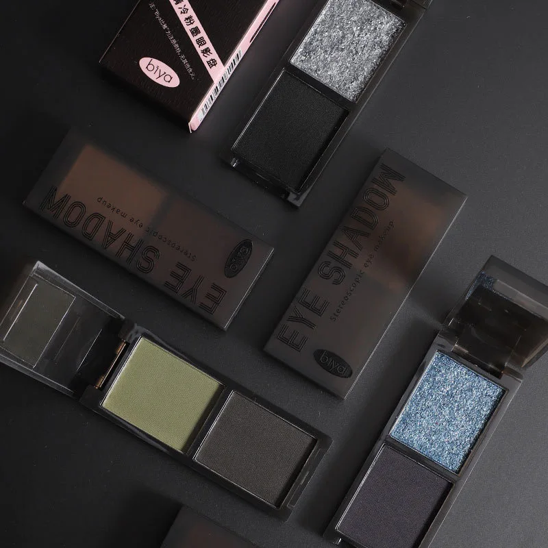 Description Picture 2 of itemBiya 2 Color Eyeshadow Red Black Palate Matte Eye Shadow Dark Smoky Cosmetics Makeup Party Halloween Diy  Makeup