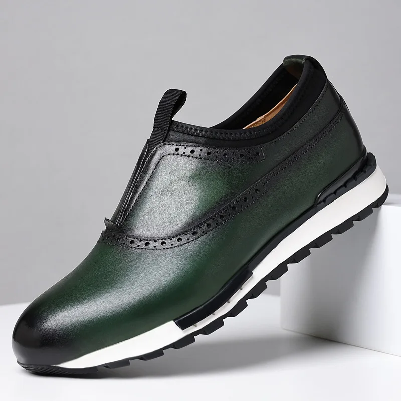 Men's Casual Shoes Lace Up Genuine Leather Men's Oxfords Outdoor Men Shoes Non-slip Men's Sneakers Zapatillas Hombre 4