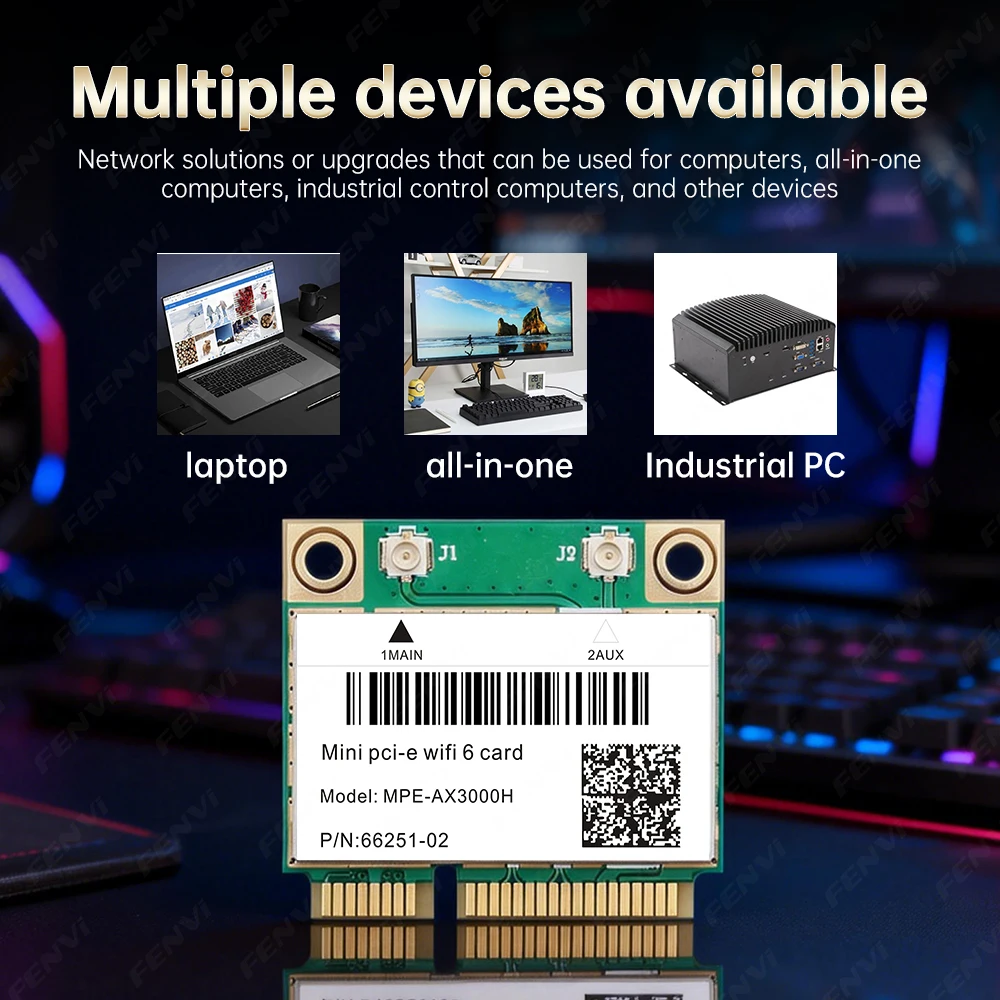 WiFi 6 MPE-AX3000H 미니 PCI-E 무선 카드 BT5.2 듀얼 밴드 2.4G/5GHz 2974M 802.11AX MU-MIMO 노트북용 초저 지연 시간 Win10