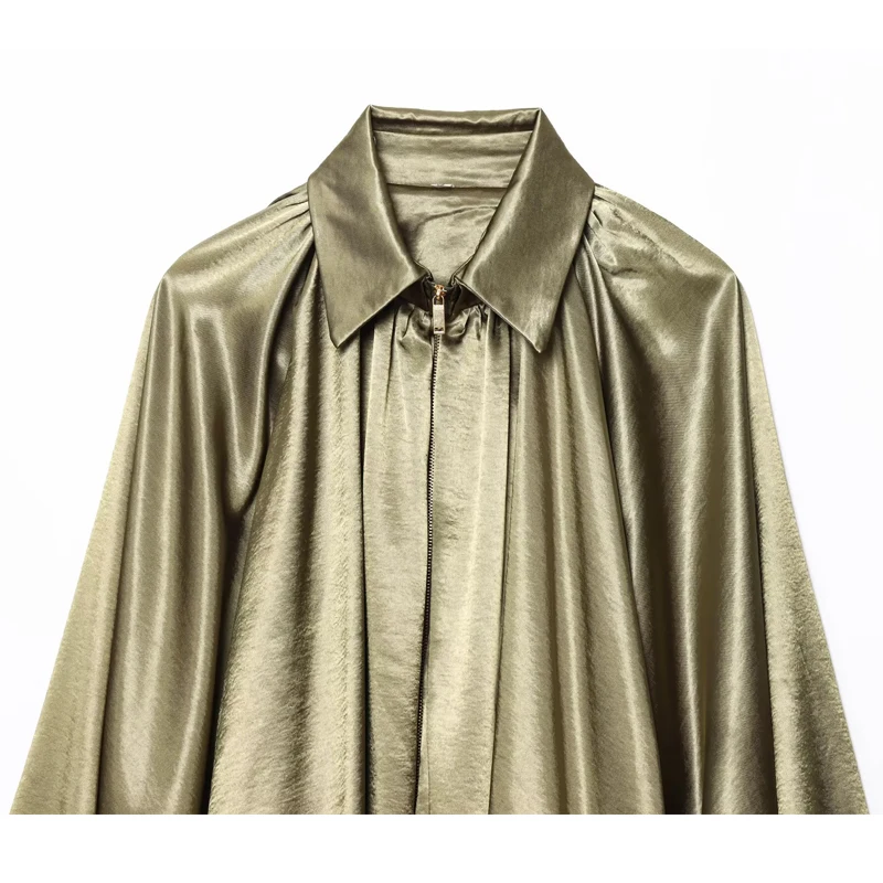MUJER Ruched Bomber Jackets for Women Puffy Oversized Jacket Woman Summer Coats Demi-season Jacket for Women New in Outerwears - 5
