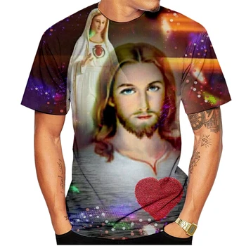 ✨ Sacred Heart & Virgin Mary 3D T-Shirt – Spiritual Christian Graphic Tee for Men & Women 1