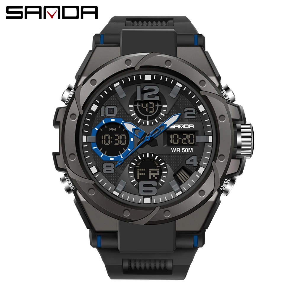 SANDA Fashion Men's Sports Watch Top Luxury Military Quartz Watch Men's 50M Waterproof Men's Clock Relogio Masculino 