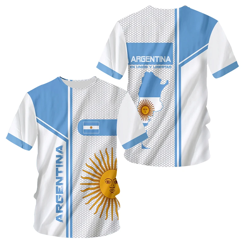Argentina Jersey Abbigliamento Uomo Summer Print Large Size Argentina Flag Design Soccer Jersey Argentina O Ncek Tshirt Dropshipping
