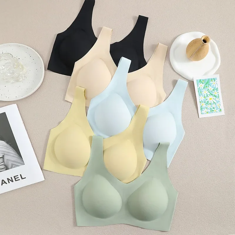 

Explosive Non-trace Underwear Women's Big Breasts Small Comfort Bra Cover Women's Ice Silk Non-trace Underwire Underwear