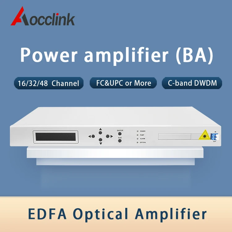 EDFA BA power amplifier Optical Power Amplifier C-band DWDM System; CH16/CH32/CH48 30dBM Gain; DC+AC Power