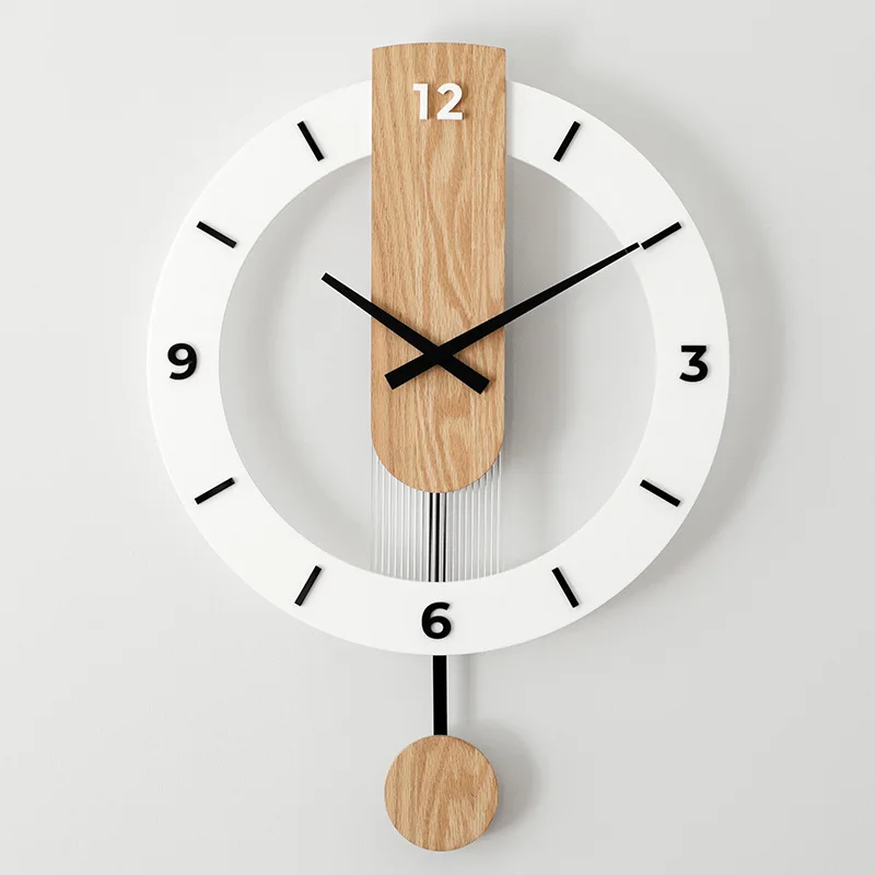 

Minimalist wall clock Nordic Modern Solid Wood Square Silent Circle Clock Creative decoration of living room and bedroom