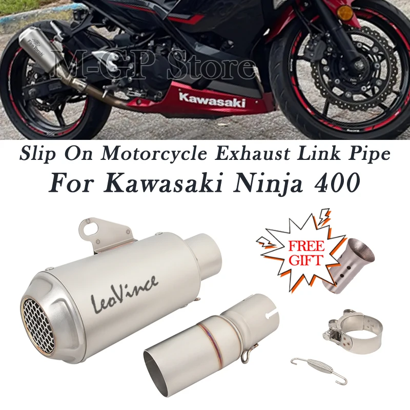 

For KAWASAKI Ninja 400 Ninja400 Z400 Motorcycle Leo Vince Exhaust Modify Middle Link Pipe Escape Moto System DB Killer Muffler