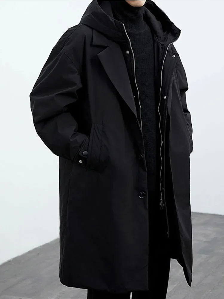 Trench Coat Men Casual Loose Large Size Trench Coat Autumn Street Warm Male Outcoat
