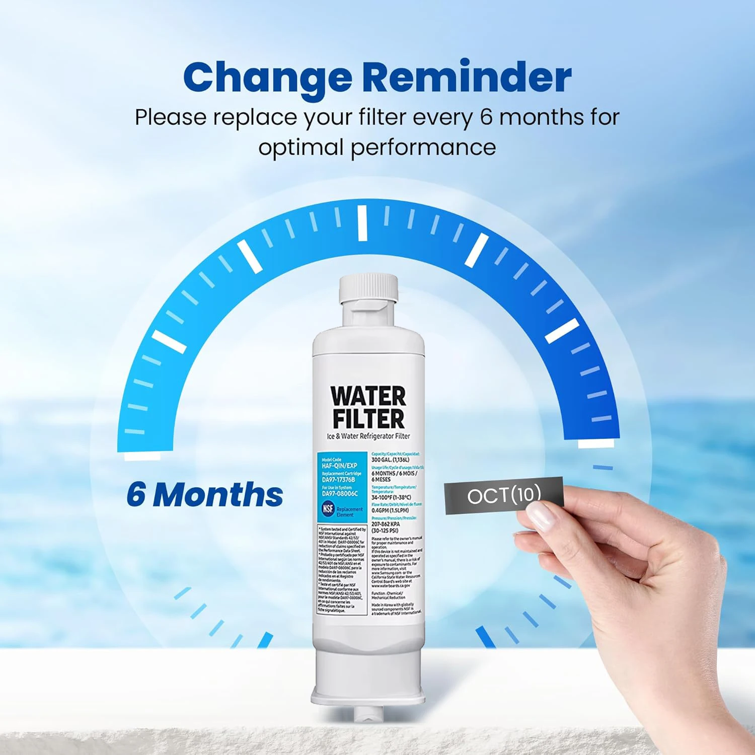 NSF Certified Refrigerator Water Filter Compatible with Samsung DA97-17376B HAF-QIN / EXP DA97-08006C RF23M8070SG RF23M8070SR Water Filter