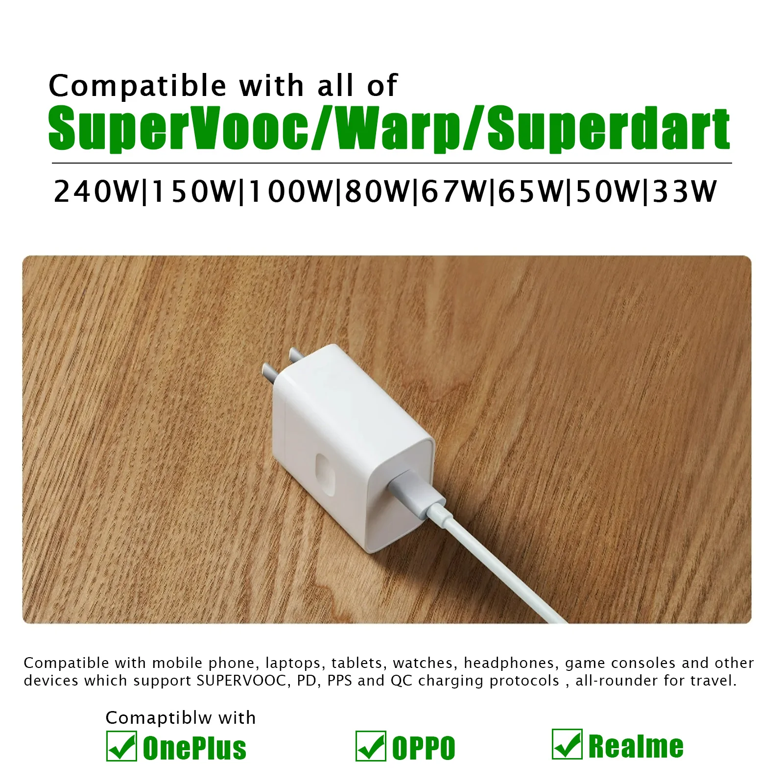 240W for OnePlus SuperVooc charger for OPPO Realme wall plug adapter PD65W macbook iPhone Samsung tablet PPS travel adapter