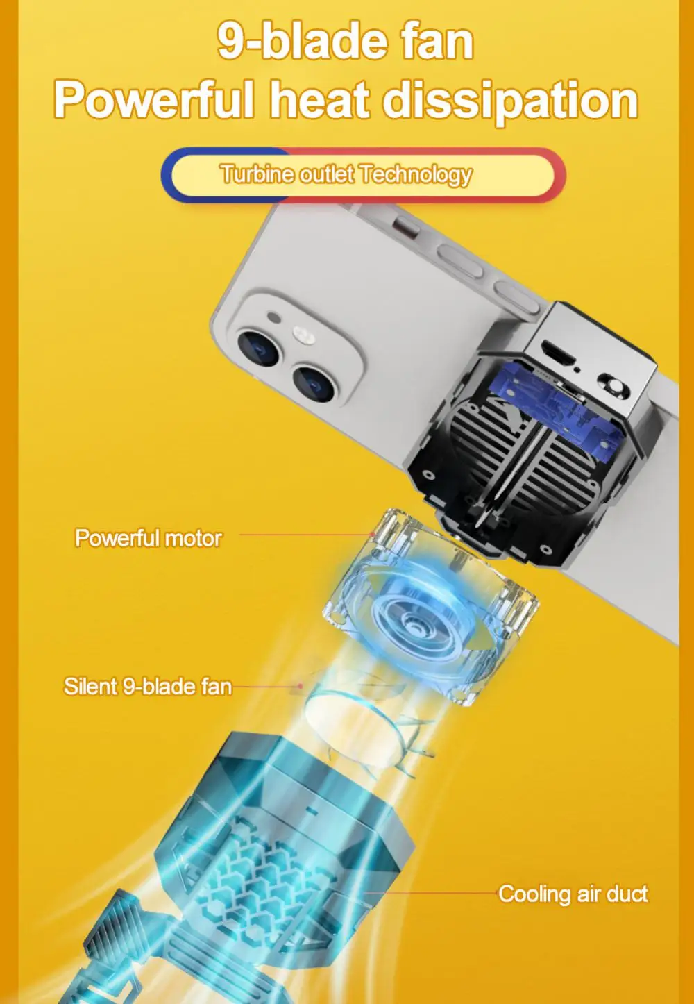 Portátil do Ventilador de Refrigeração do Radiador do Telefone Móvel para Pugb Turbo Furacão Jogo Cooler Telefone Celular Frio Dissipador Calor para Iphone Xiaomi Case 5 Online shopping