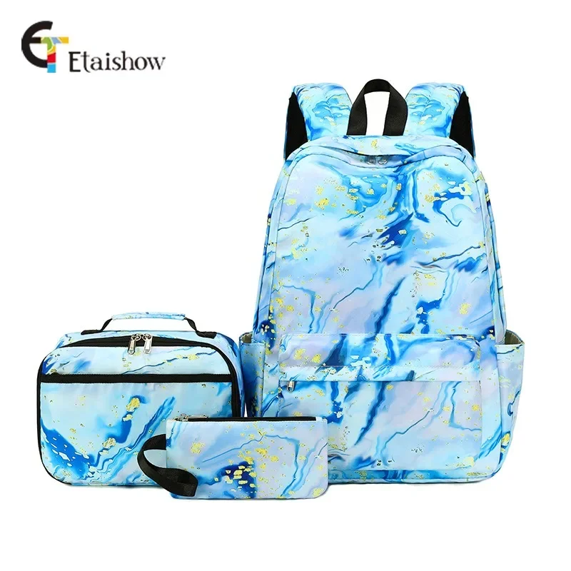 thumbnail image 1 of Nueva mochila de tres piezas 2024, mochila escolar para niñas y niños, mochila escolar primaria con estampado de grafiti estrellado, mochila ligera e impermeable, 1 of 5