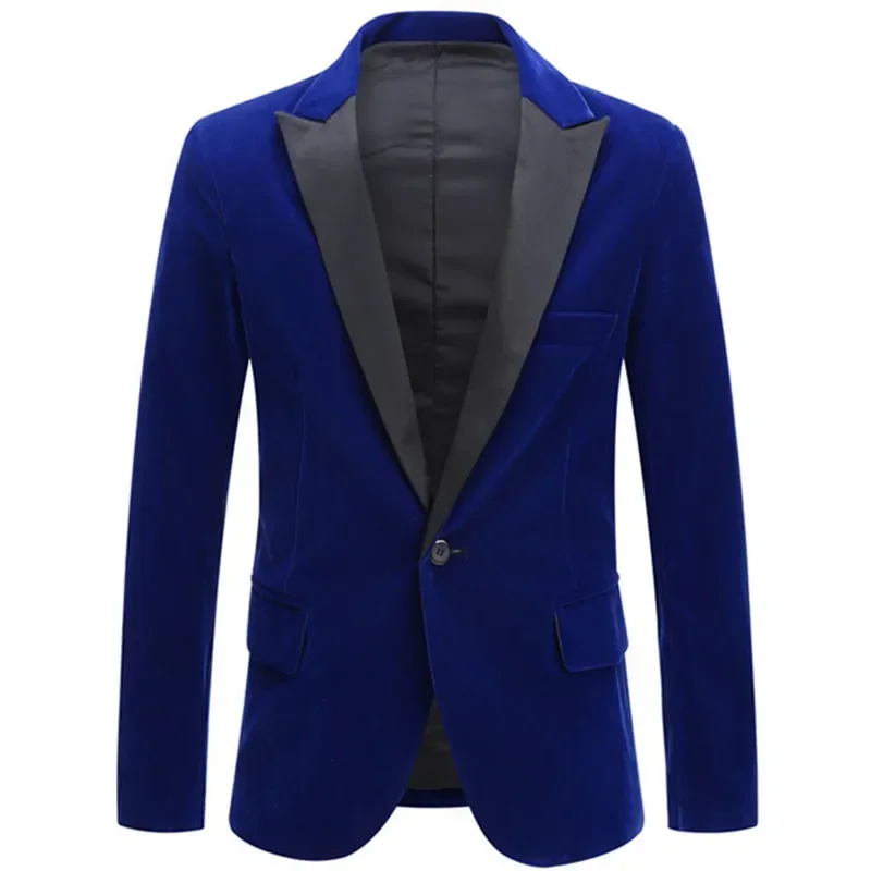 

Men's Fashion Trend Velvet Groom Tuxedo Slim Fit Wedding Party Dress Business Casual Suit Jacket Banquet Single Blazers Coat