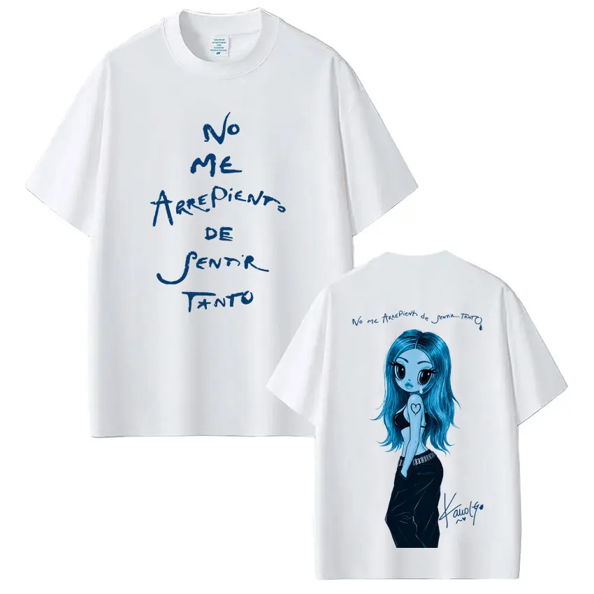 Karol G No Me Arrepiento De Sentir Tanto Album 2026 T-Shirt für Männer und Frauen, Mode Hip Hop Baumwolle Lässiges Oversized T-Shirt Streetwear