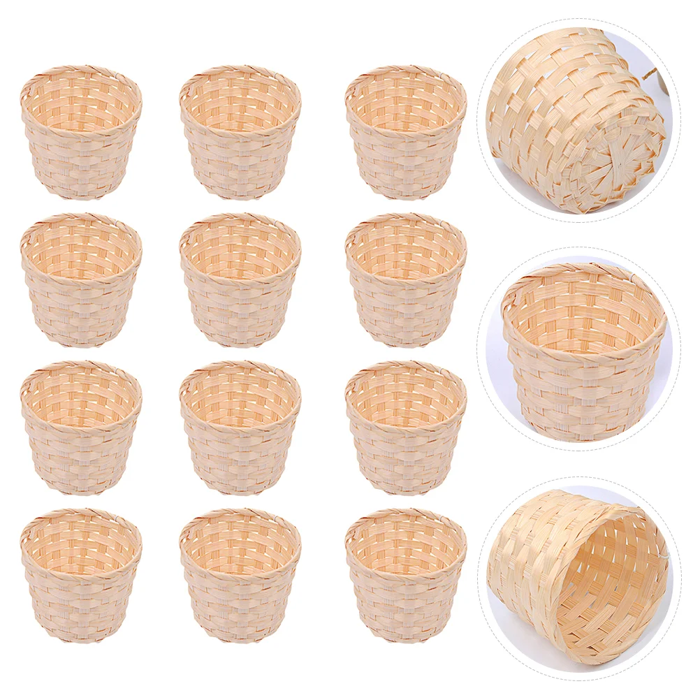 

Basket Storage Baskets Woven Small Mini For Flower Wood Wicker Pot Desktop Hamper Container Gift Empty Organizer Can Holder