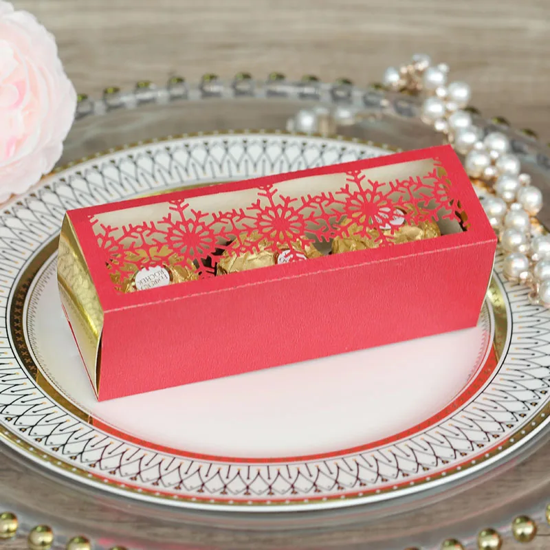 50Pcs Laser Cut Christmas Snowflake Packaging Gift Boxes, Drawer Style Candy Chocolate ... - SKU CPGB2143 - UGI Packaging