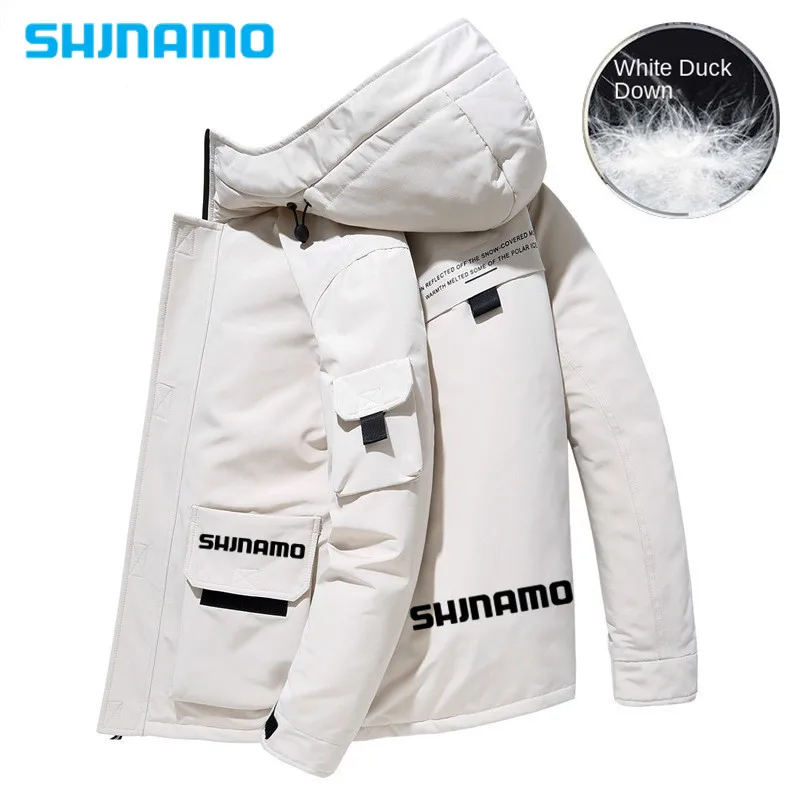 

2024 Men New White Duck Down Down Jacket Men Hiking Breathable Fishing Jacket Outdoor Camping Windproof Warm Mountaineering Suit