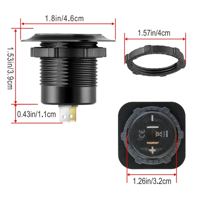 Car Charger QC3.0 and PD Type C Two USB Car Charger Socket With Voltmeter Quick Charge Adapter for Truck Motorcycle RV Marine 4