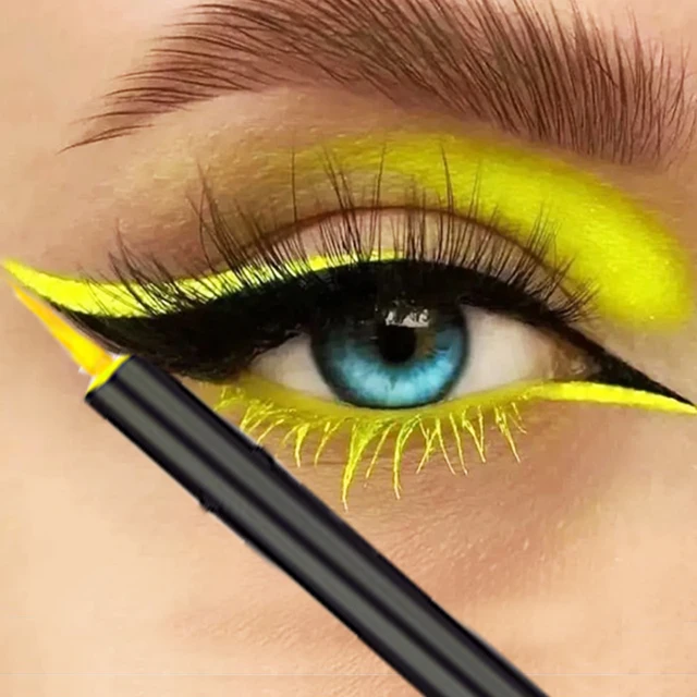 Yellow Liquid Eyeliner Pencil Waterproof Lasting Quick-Dry No Blooming Colorful Blue Pink Eye Liner Pen Makeup Cosmetics Tools